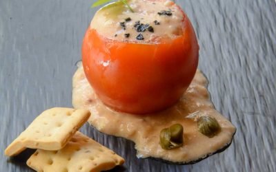SABORES en tu CASA presenta un nuevo plato: TOMATE RELLENO DE FARSA DE BACALAO Y ANCHOA